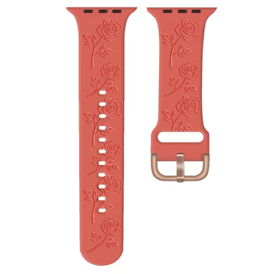 For Apple Watch Ultra 4 3 2 1 49mm / Series 12 11 10 46mm / 9 8 7 45mm / SE3 SE2 SE 6 5 4 44mm / 3 2 1 42mm Rose Silicone Band - Red