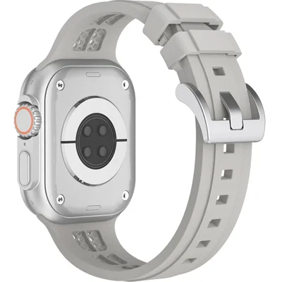 Watch Strap for Apple Watch Series 12 11 10 42mm / 9 8 7 41mm / SE3 SE2 SE 6 5 4 40mm / 3 2 1 38mm Silicone Band - Light Grey