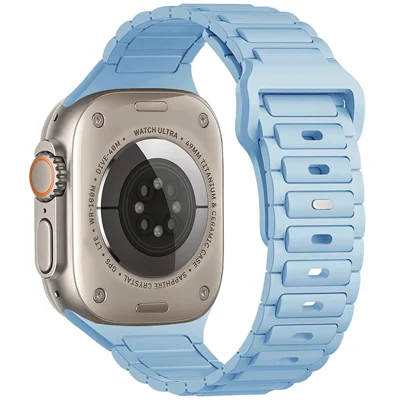 For Apple Watch Ultra 4 3 2 1 49mm / Series 12 11 10 46mm / 9 8 7 45mm / SE3 SE2 SE 6 5 4 44mm / 3 2 1 42mm Silicone Watch Band - Baby Blue