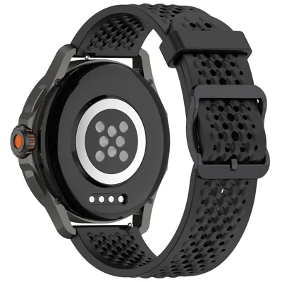 For Samsung Galaxy Watch FE 40mm / Watch7 44mm / 40mm Silicone Quick-Release-20mm Multiple Holes Breathable Watch Strap - Black