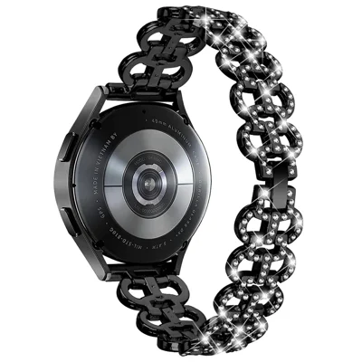 For Samsung Galaxy Watch7 44mm / 40mm Alloy Band Gourd Design Bling Watch Strap Replacement Bracelet - Black