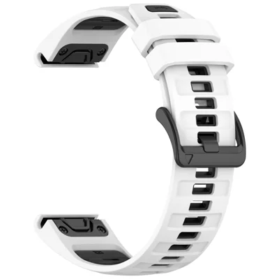 22mm Strap for Garmin Fenix 8 47mm / Fenix E 47mm / Quatix 7 Pro Universal Silicone Watch Band - White+Black