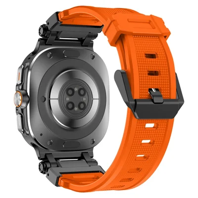 For Samsung Galaxy Watch Ultra2 47mm / Watch Ultra (2025) 47mm / Watch Ultra 47mm Watch Band Soft TPU Adjustable Wrist Strap - Black+Orange