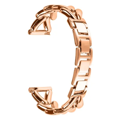 Zinc Alloy Watch Band for Garmin Vivomove Luxe  /  GarminMove Luxe Twisted Metal Watch Strap Replacement - Rose Gold