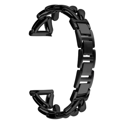Zinc Alloy Watch Band for Garmin Forerunner 55  /  Garmin Venu Twisted Metal Watch Strap Replacement - Black