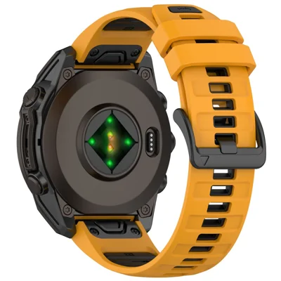 For Garmin Fenix 8 51mm / Enduro 3 / Fenix 7X Watch Band 26mm Quick Release Silicone Wrist Strap - Orange / Black