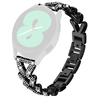 Zinc Alloy Twisted Watch Band Rhinestone Decor for Garmin Vivomove Sport  /  Venu 2 Plus Watch Strap - Black