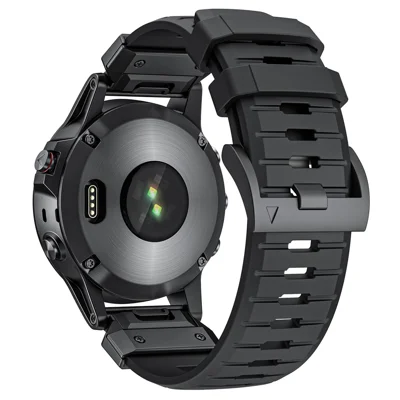 22mm Fluorubber Strap for Garmin Fenix 8 47mm  /  Fenix E 47mm  /  Quatix 7 Pro Universal Watch Band - Black