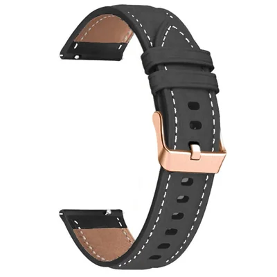Quick-Release-18mm PU Leather Strap for Huawei Watch GT 7 41mm / Watch GT 5 Pro 42mm / GT 5 41mm / GT 4 41mm Rose Gold Buckle Watchband - Black