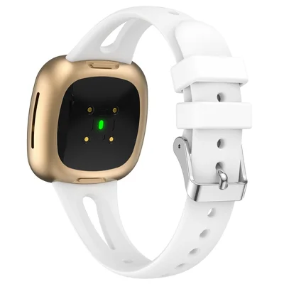 For Fitbit Versa 4 / 3 / Sense 2 Replacement Band Sweatproof Soft Silicone Sport Watch Strap, Size: S - White
