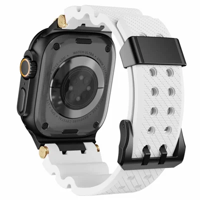 Bulk Purchasing Silicone Band for Apple Watch Series 10 Ultra 9 8 7 SE 6 5 4 3 2 1 46mm 49mm 45mm 44mm 42mm Strap - Black+White