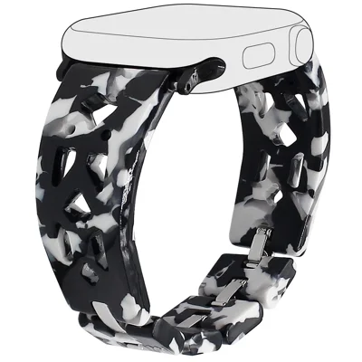 Resin Strap for Apple Watch Ultra 4 3 2 1 49mm / Series 12 11 10 46mm / 9 8 7 45mm / SE3 SE2 SE 6 5 4 44mm / 3 2 1 42mm Bracelet Watch Band - Black