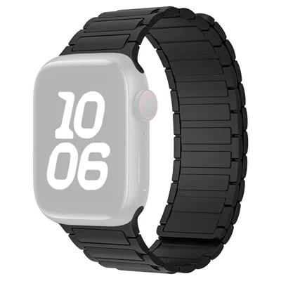 Magnetic Silicone Watch Band For Apple Watch Series 12 11 10 42mm / 9 8 7 41mm / SE3 SE2 SE 6 5 4 40mm / 3 2 1 38mm Three-Bead Design - Black