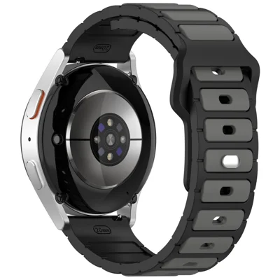 For Huawei Watch GT 5 / GT 4 46mm / Samsung Gear S3 Classic / S3 Frontier Silicone Strap Dual Color Watch Band - Black / Grey