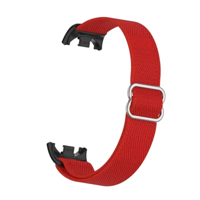 For Xiaomi Smart Band 9 / Smart Band 8 Nylon Wrist Strap with Connector Elastic Watch Band - Red