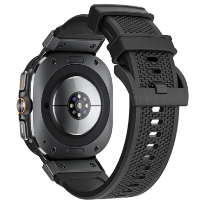 LEMONDA For Samsung Galaxy Watch Ultra2 47mm / Watch Ultra (2025) 47mm / Watch Ultra 47mm Band Rubber Breathable Watch Strap - Black / Black Connector