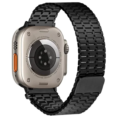 LEMONDA Magnetic Strap For Apple Watch Ultra 4 3 2 1 49mm / Series 12 11 10 46mm / 9 8 7 45mm / SE3 SE2 SE 6 5 4 44mm / 3 2 1 42mm Metal Watch Band - Black