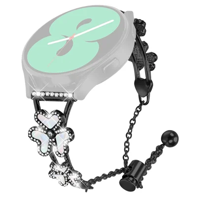Metal Band Heart Clover Decor For GarminMove Style  /  Vivomove Style Watch Bracelet Replacement - Black