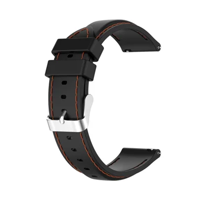 Sewing Line Design Silicone Adjustable Watch Band Strap Replacement for Samsung Galaxy Watch3 45mm / Gear S3 Classic/Frontier/Huawei Watch 3/Watch 3 Pro - Black