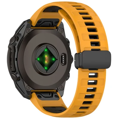 22mm Watch Band For Garmin Fenix 8 47mm / Fenix E 47mm / Quatix 7 Pro Breathable Silicone Strap with Magnetic Folding Clasp - Orange+Black