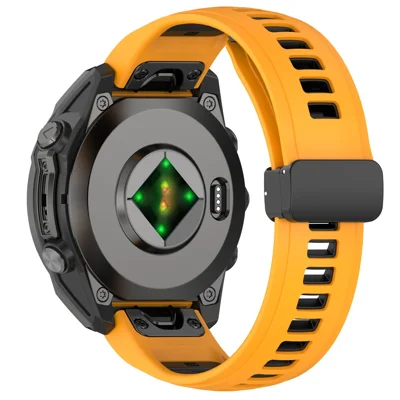 20mm Watch Band For Garmin Fenix 8 43mm / Descent MK3i / Fenix 7S Breathable Silicone Strap with Magnetic Folding Clasp - Orange+Black