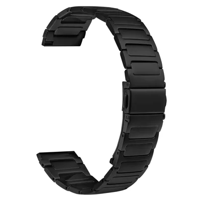For Garmin Vivoactive 4 Metal Watch Band Stainless Steel Adjustable Watch Strap - Black