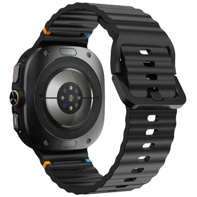 KALEBOL voor Samsung Galaxy Watch Ultra 47mm Siliconen Horlogeband met Golfsteek Verstelbaar Bandje - Zwart