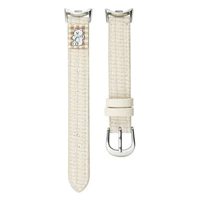 Watch Strap for Xiaomi Smart Band 9 NFC / 9 / 8 NFC / 8 Slim Waffle Pattern Cartoon Wrist Band - White