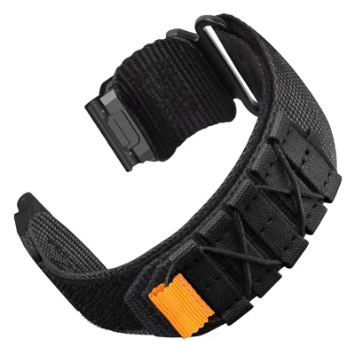 22mm Watch Band for Garmin Fenix 8 47mm / 7 / 6 / 5 Quick Release Nylon Magic Tape Strap - Black