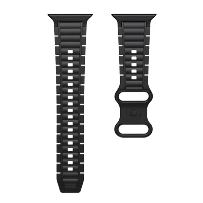 Silicone Watch Band for Apple Watch Ultra 3 2 1 49mm / Series 11 10 46mm / 9 8 7 45mm / SE3 SE2 SE 6 5 4 44mm / 3 2 1 42mm 8-Shaped Buckle Wrist Strap - Black