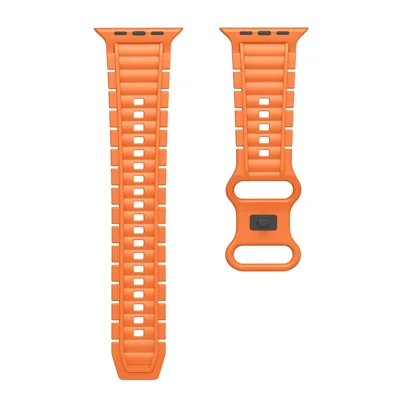 Silicone Watch Band for Apple Watch Series 11 10 42mm / 9 8 7 41mm / SE3 SE2 SE 6 5 4 40mm / 3 2 1 38mm 8-Shaped Buckle Wrist Strap - Orange