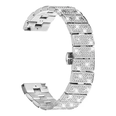 For Huawei Watch 4 / Watch 4 Pro Watch Band Alloy Metal Rhinestones Decor Strap with Butterfly Clasp - Silver