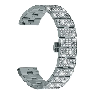 For Garmin Venu 2 Watch Band Alloy Metal Rhinestones Decor Strap with Butterfly Clasp - Titanium