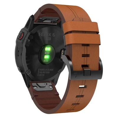 Bulk Purchasing For Garmin Fenix 6 Bracelet Leather Watch Band with Pin Buckle - Brown