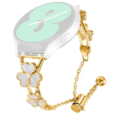 For Garmin Forerunner 55 / Venu Watchband Heart Clover Decor Zinc Alloy Metal Strap - Gold