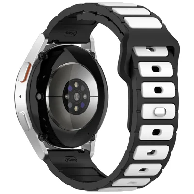 KALEBOL 20mm Dual Color Silicone Strap for Samsung Galaxy Watch6 Classic 47mm / 43mm / Huawei Watch GT 3 Pro 43mm Watch Band - Black+White
