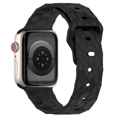 KALEBOL Football Texture Silicone Strap for Apple Watch Ultra 3 2 1 49mm / Series 11 10 46mm / 9 8 7 45mm / SE3 SE2 SE 6 5 4 44mm / 3 2 1 42mm Watch Band - Black