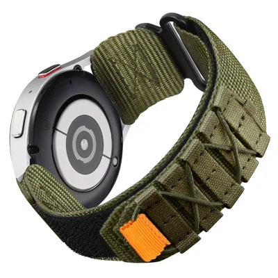 20mm Watch Band For Samsung Galaxy Watch6 Classic 47mm 43mm / Huawei Watch GT 3 Pro 43mm / GT 3 42mm Nylon Woven Magic Tape Strap - Army Green