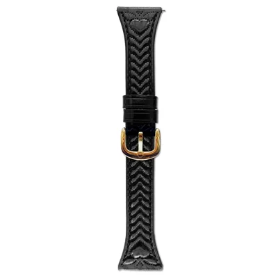20mm Watch Band For Huawei Watch GT 3 42mm  /  GT 2 42mm  /  Samsung Galaxy Watch7 44mm 40mm Heart Pattern Embossed Genuine Leather Strap - Black