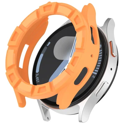 For Samsung Galaxy Watch7 44mm Watch Case Hollow Armor Soft TPU Watch Frame - Orange