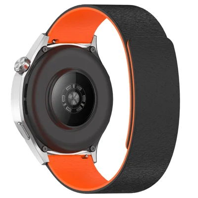 Quick-Release-22mm Watch Band for Huawei Watch GT 7 46mm / Watch GT 5 46mm / Honor Watch GS 4 / Samsung Gear S3 Classic Magnetic Silicone Strap - Black / Orange