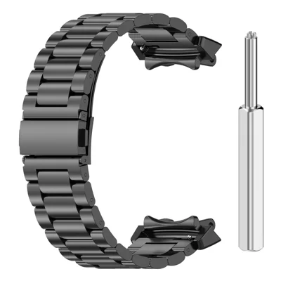 For Huami Amazfit T-Rex 3 Watch Band Replacement Metal Strap Adjustable Three-Bead - Black
