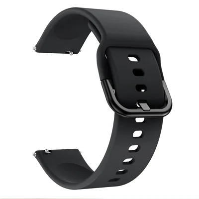 Silicone Solid Color Watch Strap for Garmin Vivoactive 4S, Vivomove 3S, Etc - Black