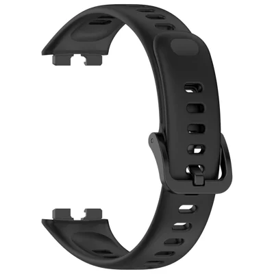 For Huawei Band 10 Replacement Watch Strap Soft Silicone Glossy Wristband - Black