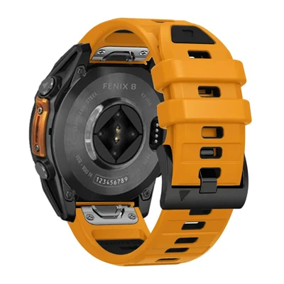 22 mm horlogeband voor Garmin Fenix 8 47 mm / Tactix 8 47 mm / Quatix 7 Pro / Descent G2, snelklik dubbelkleur siliconen band - oranje + zwart