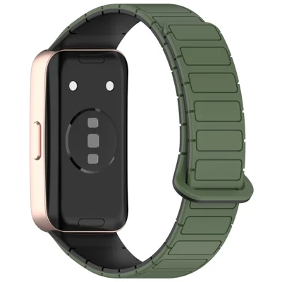 Horlogeband voor Huawei Band 10 / 9 / 8 Magnetisch dubbelkleurig siliconenband - Donkergroen / Zwart