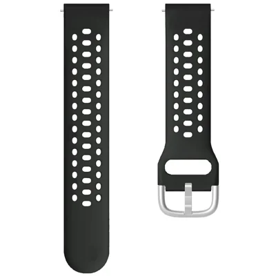 20mm Strap for Samsung Galaxy Watch6 Classic 43mm 47mm / Watch6 40mm 44mm Multiple Holes Silicone Watch Band - Black