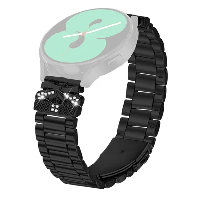 Replacement Strap for Samsung Galaxy Watch4 Classic 42mm / 46mm Butterfly Rhinestones Decor Metal Watch Band - Black