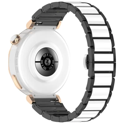 For Oppo Watch X2 Mini Watch Band Ceramic + Zinc Alloy Wrist Strap - Black+White