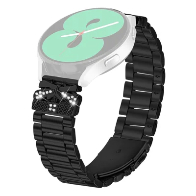 Replacement Strap for Huami Amazfit GTS 2 Butterfly Rhinestones Decor Metal Watch Band - Black